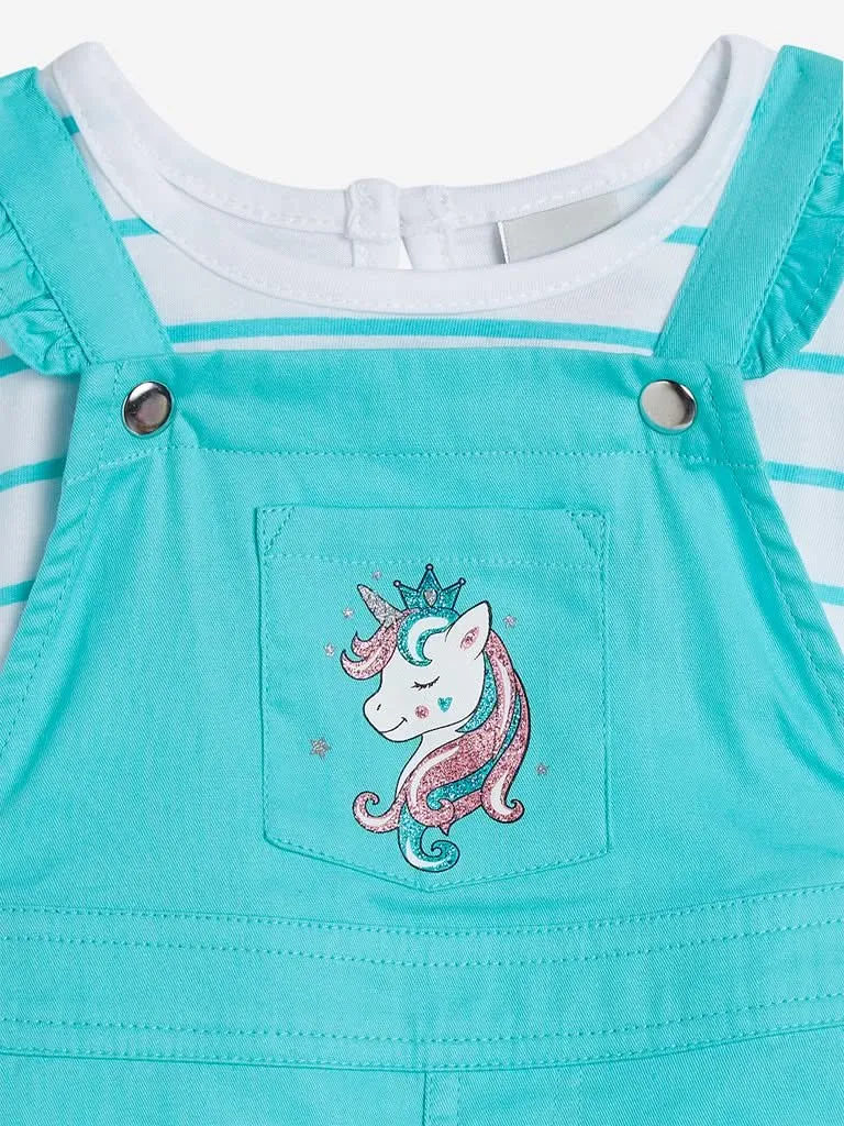 Baby HOP Aqua T-Shirt With Pinafore