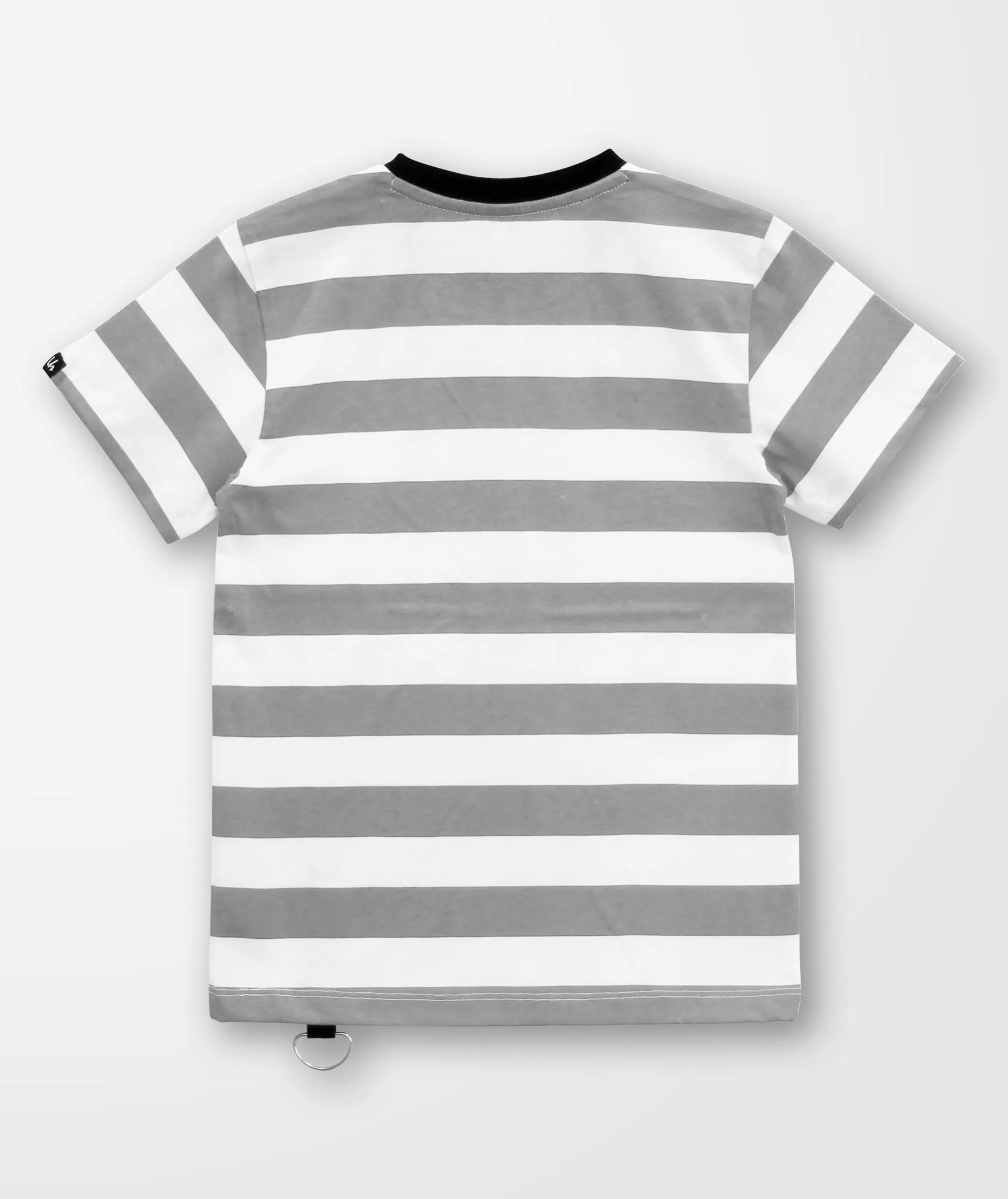 Boys Grey & White Striped Round Neck T-shirt