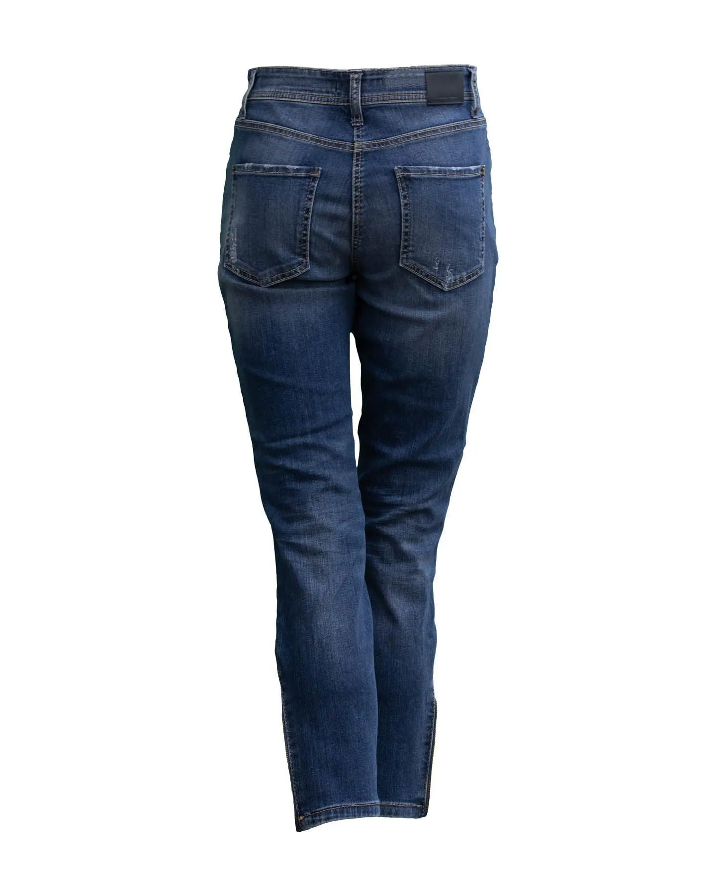 Cropped Crystal Zip Hem Jean