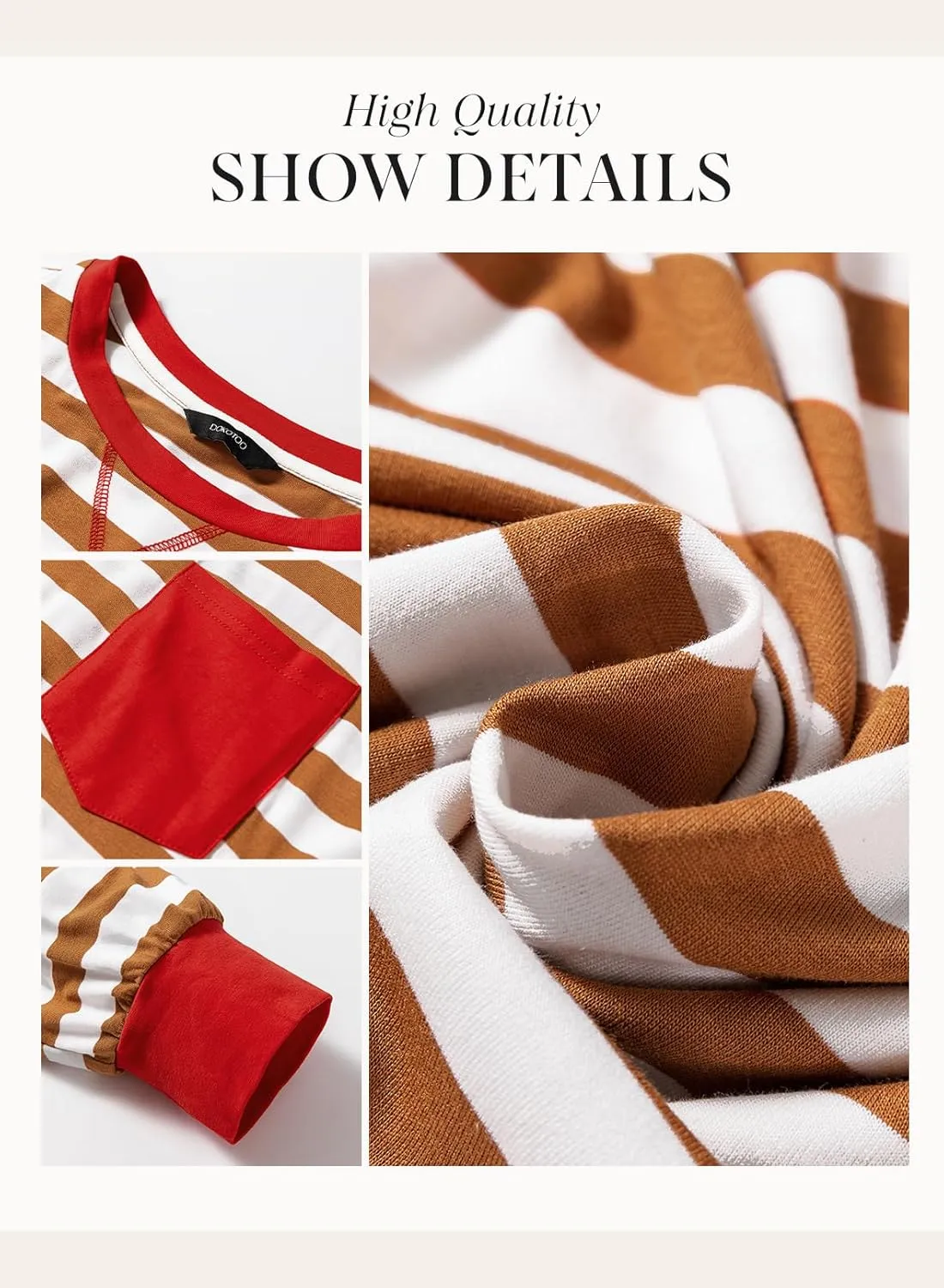 Dokotoo Fall Dresses for Women 2024 Striped Color Block Long Sleeve Crewneck Side Splits Casual Loose Long Maxi Dress