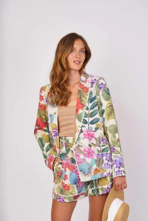 Giacca blazer in lino cotone stampato ISSOIRE