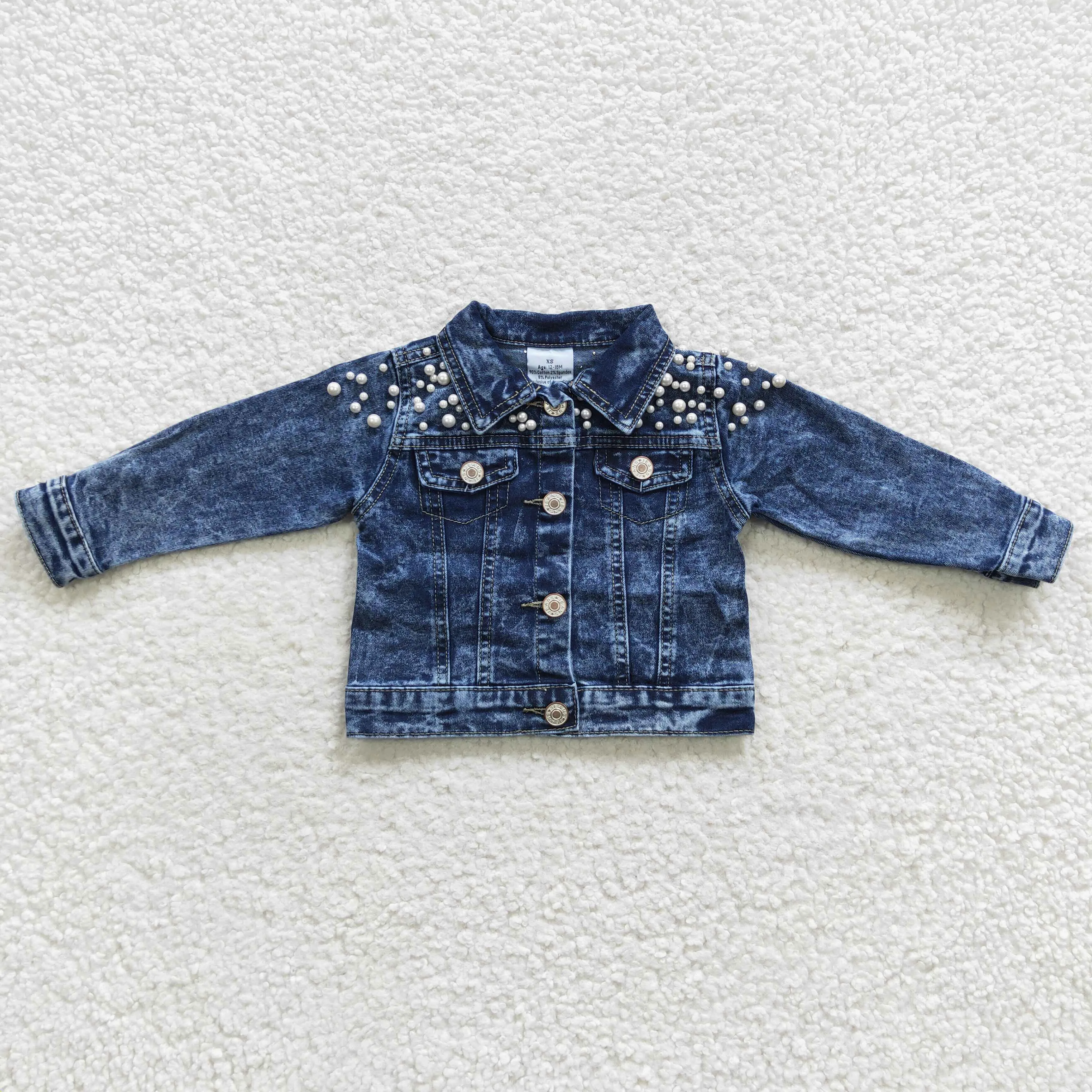 girls pearl denim coat Tops GT0175