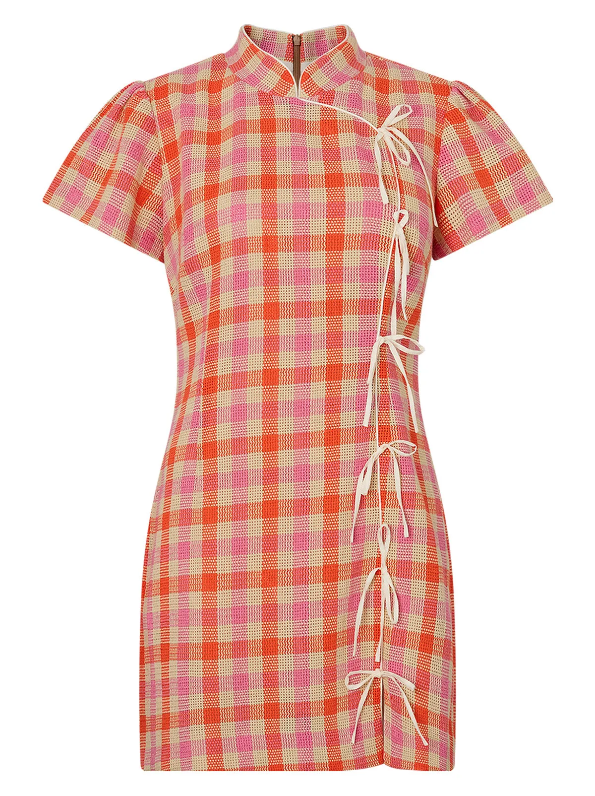 Harlow Orange And Pink Check Mini Dress