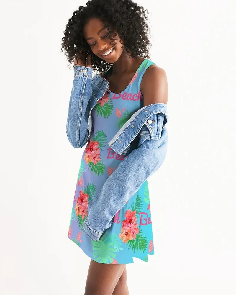 Hibiscus Beach Ombre Blue Racerback Dress