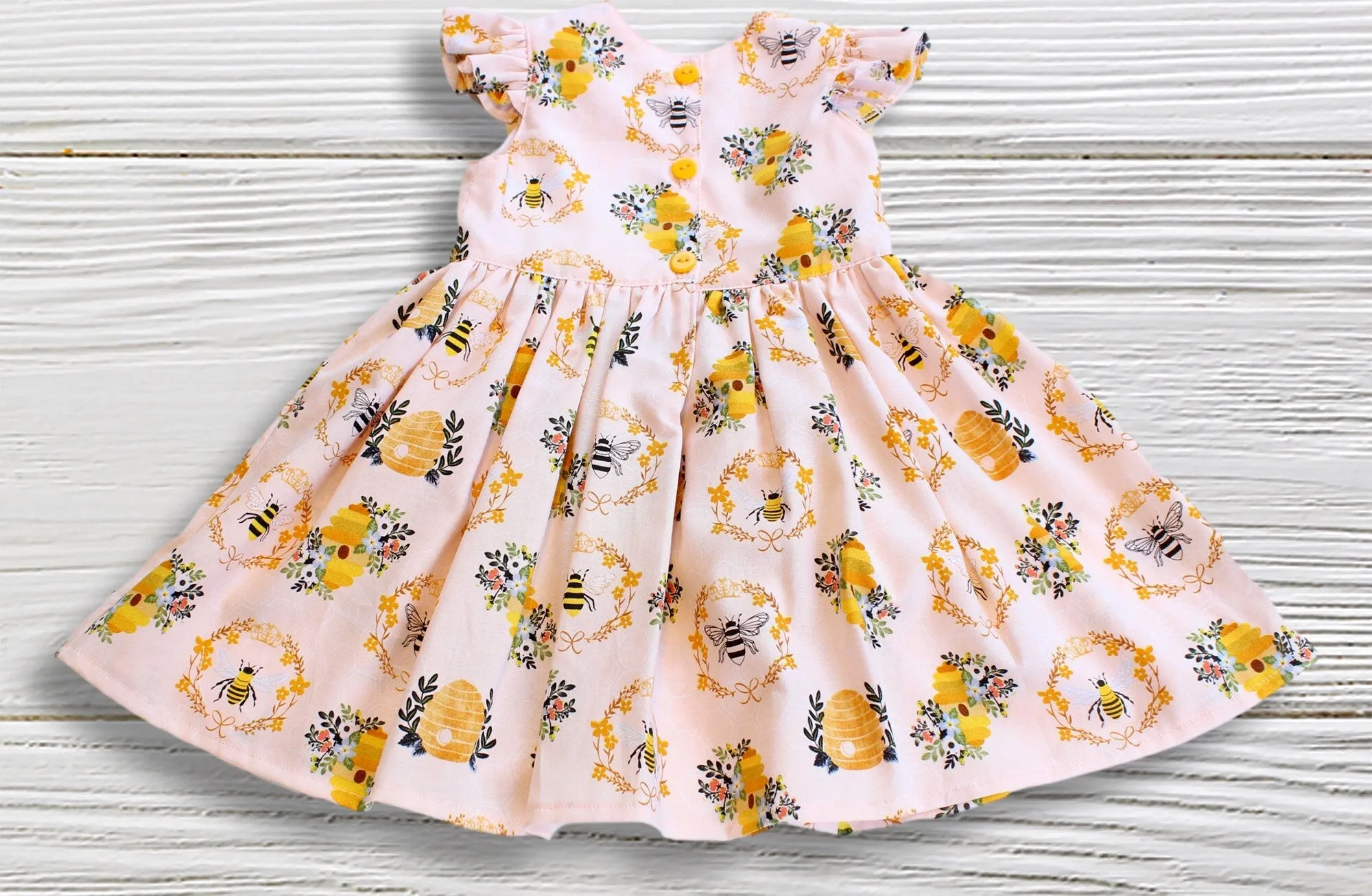 Honey Bee Dress for Girls - Toddler 1st Birthday Party Outfit - Light Pink Beehive Dress - Bee Girls Casual Dress