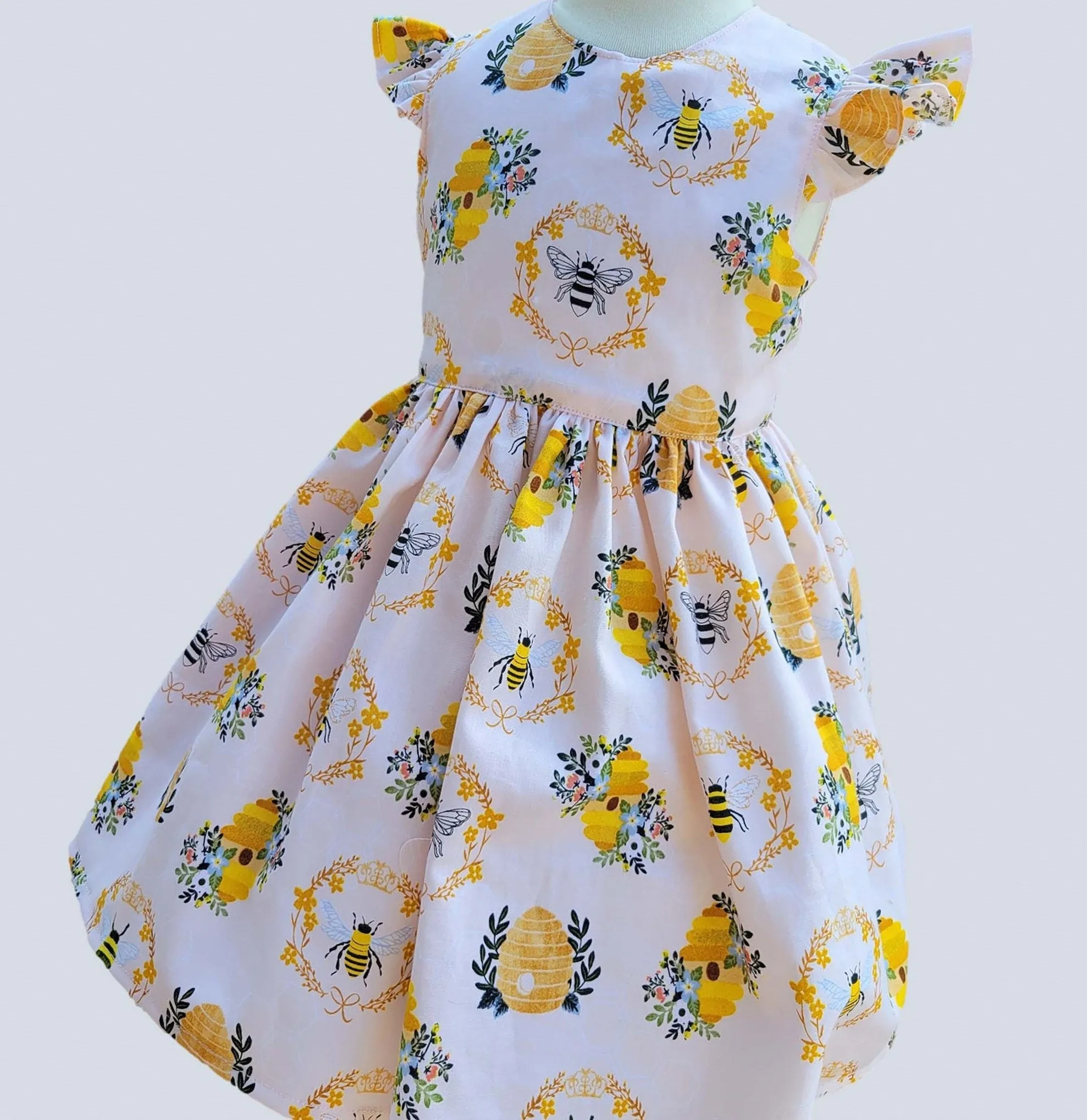 Honey Bee Dress for Girls - Toddler 1st Birthday Party Outfit - Light Pink Beehive Dress - Bee Girls Casual Dress