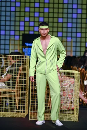 Lime Green Baggy Pants with Pocket detailing