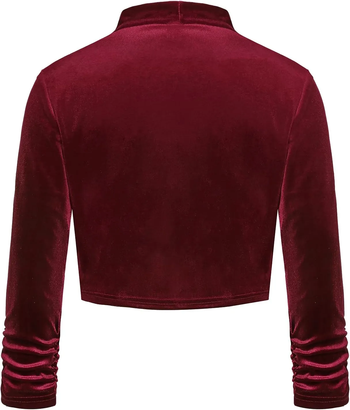MINTLIMIT Women's Velvet Bolero Shrugs for Dresses Ruched 3/4 Sleeve Open Front Cocktail Party Cropped Cardigan