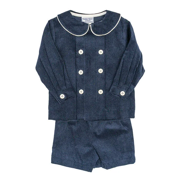 Navy Cord-Dressy Short Set