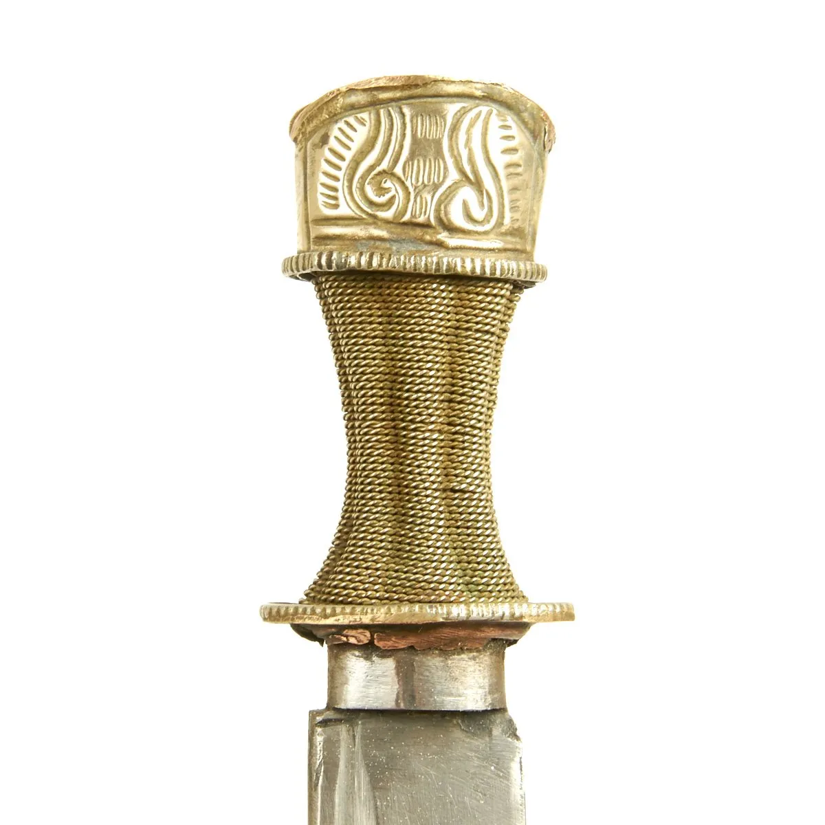 Original Himalayan Silver Mounted Dagger with Silver Covered Scabbard from the Kingdom of Bhutan