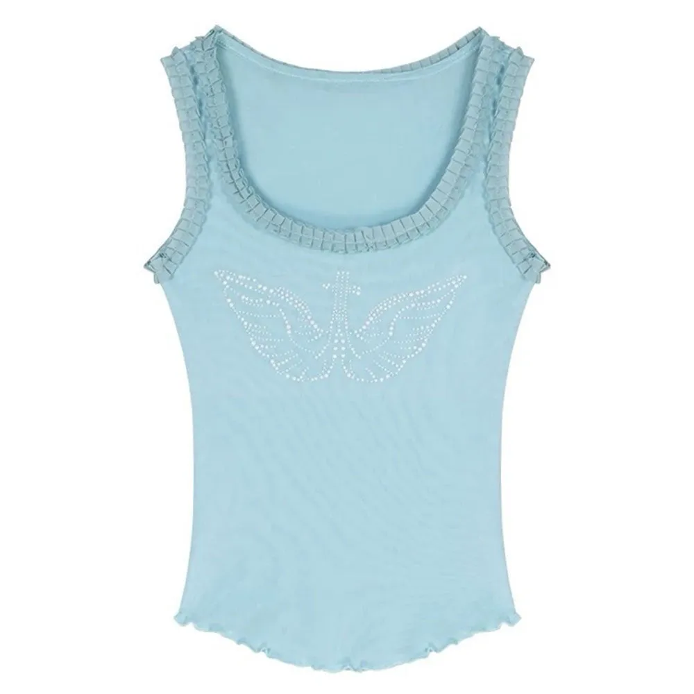 Rhinestone Angel Wings Tank Top