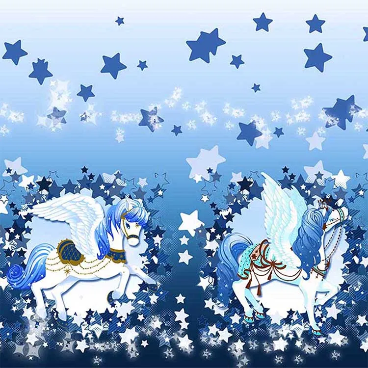 Sweet Deep Blue Star and Pegasus Printed Pleated Lolita Skirt for Lady