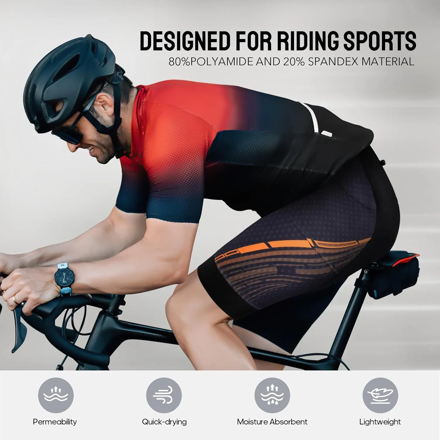 TOMSHOO Cycling Bike Shorts, 4D Padded Bicycle Riding Biker Pants with Multi-Pockets, Reflective Coating, Anti-Slip Leg