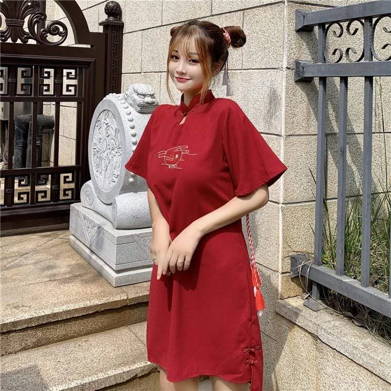 Vintage Embroideried Cheongsam Dress