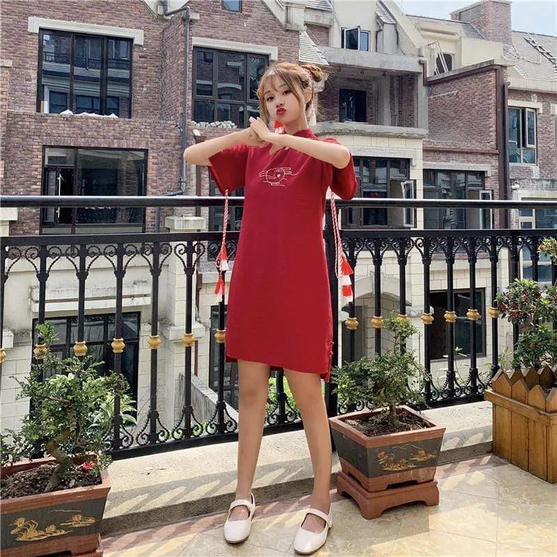 Vintage Embroideried Cheongsam Dress