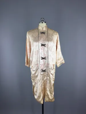 Vintage Ivory Silk Robe / Dressing Gown