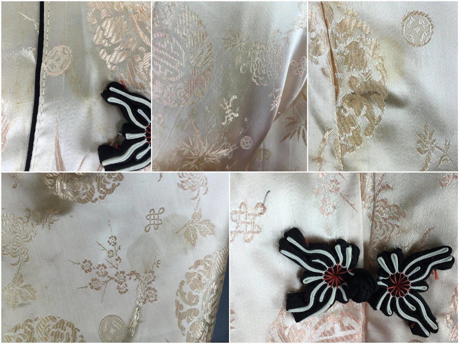 Vintage Ivory Silk Robe / Dressing Gown