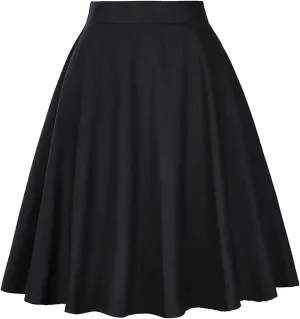 Vrtige Women's Casual High Waist Zipper Flare A Line Mini Skater Skirt