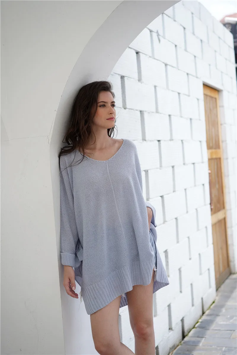 Waffle Knit Oversized Tunic Long Sleeve