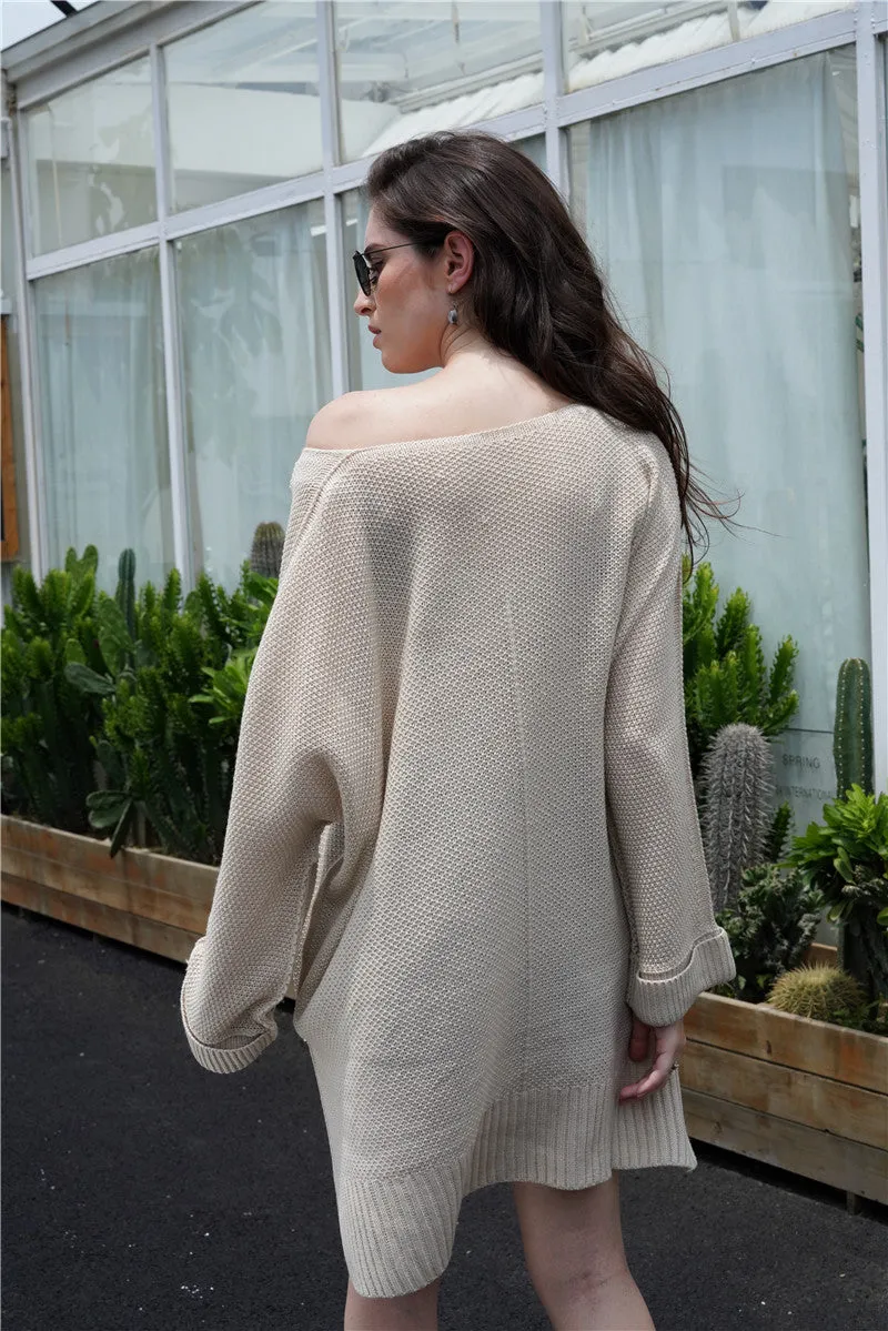 Waffle Knit Oversized Tunic Long Sleeve