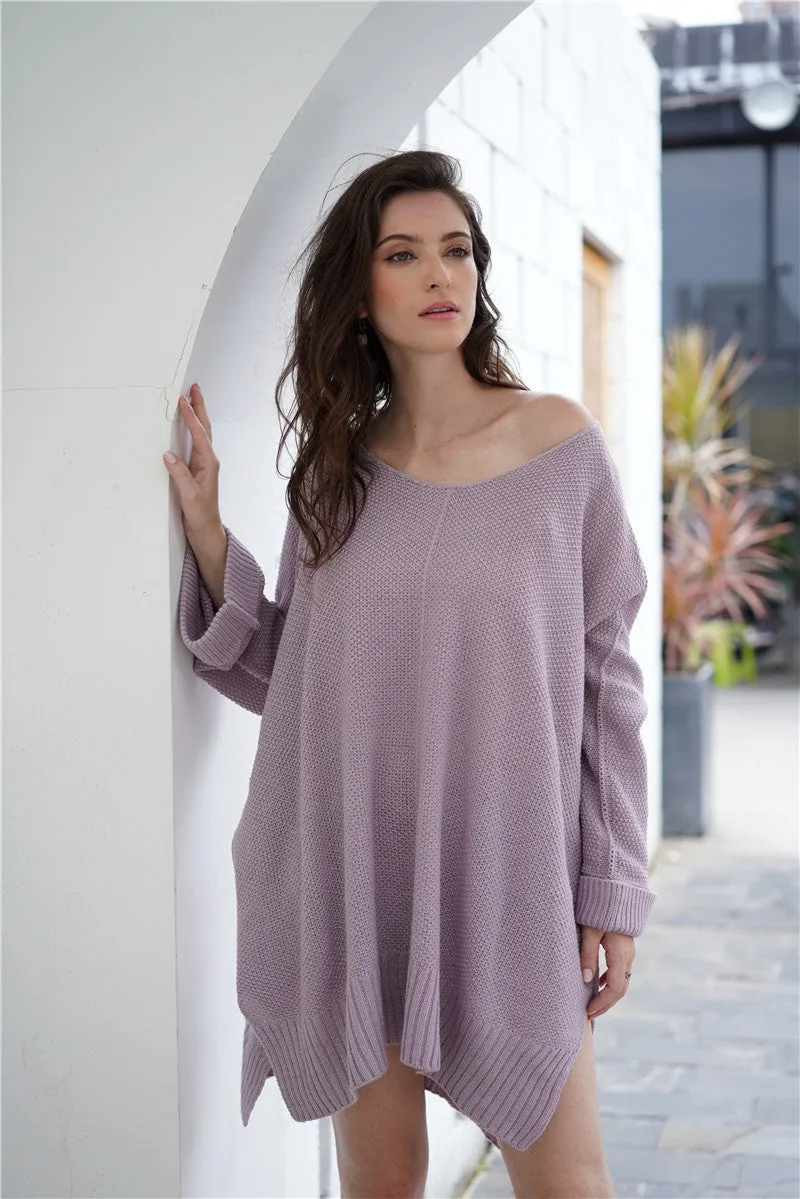 Waffle Knit Oversized Tunic Long Sleeve