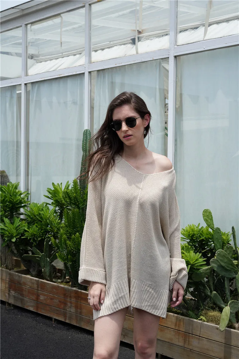 Waffle Knit Oversized Tunic Long Sleeve