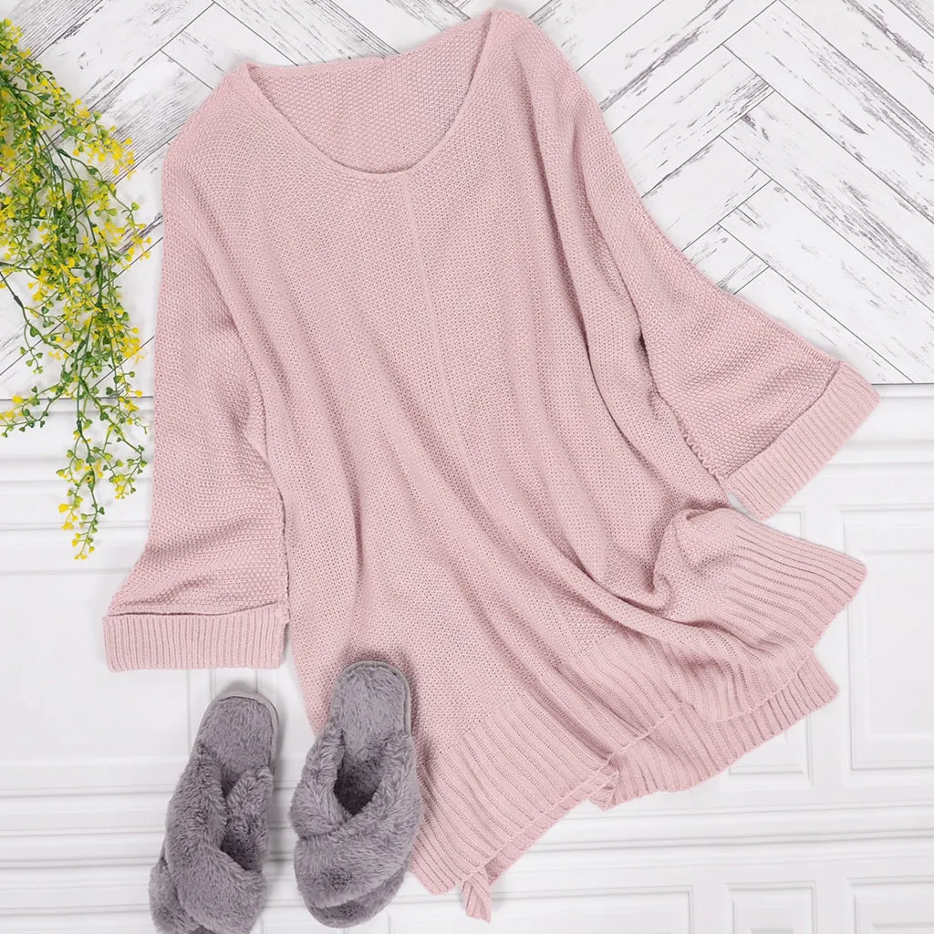 Waffle Knit Oversized Tunic Long Sleeve