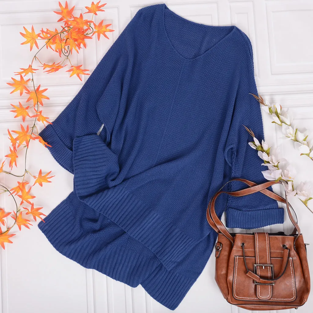 Waffle Knit Oversized Tunic Long Sleeve