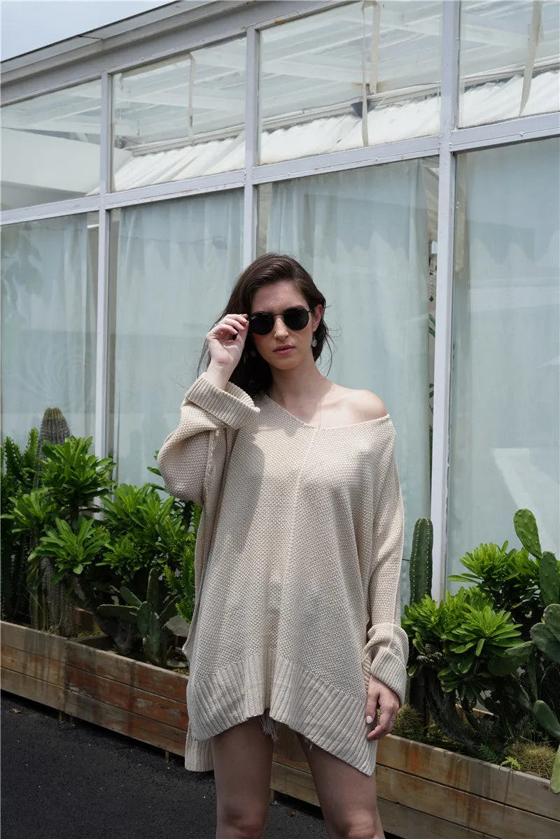 Waffle Knit Oversized Tunic Long Sleeve