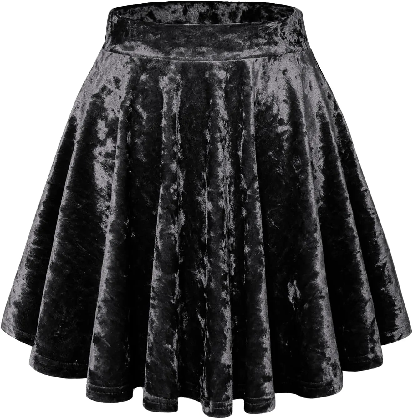 Womens Versatile A-line Crushed Velvet Mini Skirt